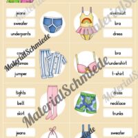 Kleidung / Clothes: Klammerkarten auf Englisch (Arbeitsblatt 03)