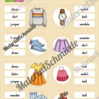 Kleidung / Clothes: Klammerkarten auf Englisch (Arbeitsblatt 06)