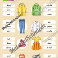Kleidung / Clothes: Klammerkarten auf Englisch (Arbeitsblatt 07)