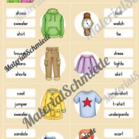 Kleidung / Clothes: Klammerkarten auf Englisch (Arbeitsblatt 08)
