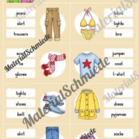 Kleidung / Clothes: Klammerkarten auf Englisch (Arbeitsblatt 10)