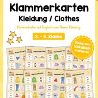 Kleidung / Clothes: Klammerkarten auf Englisch (10 Seiten)