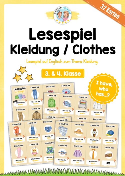 Kleidung / Clothes: Lesespiel auf Englisch (32 Karten)