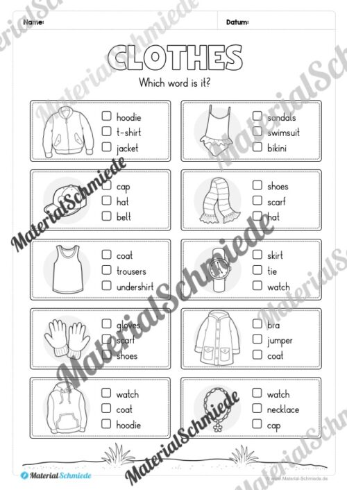 Thema Kleidung / Clothes im Englischunterricht (Vorschau 05)