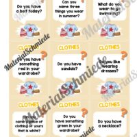 Kleidung / Clothes: Plauderkarten auf Englisch (Arbeitsblatt 03)