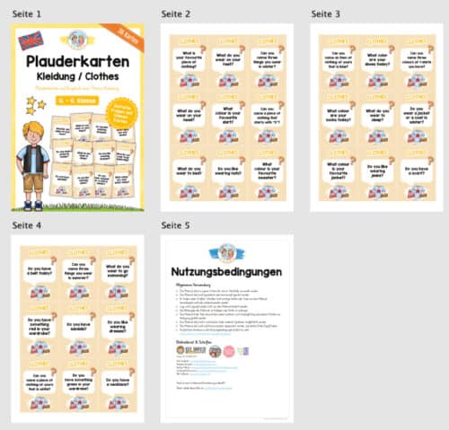 Kleidung / Clothes: Plauderkarten auf Englisch (Überblick)