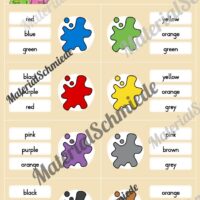 Farben / Colours: Klammerkarten auf Englisch (Arbeitsblatt 01)