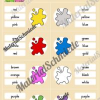 Farben / Colours: Klammerkarten auf Englisch (Arbeitsblatt 03)