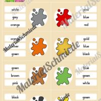 Farben / Colours: Klammerkarten auf Englisch (Arbeitsblatt 04)