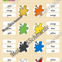 Farben / Colours: Klammerkarten auf Englisch (Arbeitsblatt 07)