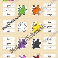 Farben / Colours: Klammerkarten auf Englisch (Arbeitsblatt 08)