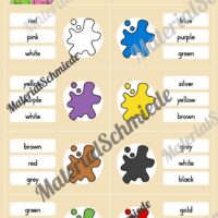 Farben / Colours: Klammerkarten auf Englisch (Arbeitsblatt 09)