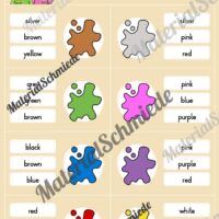 Farben / Colours: Klammerkarten auf Englisch (Arbeitsblatt 10)