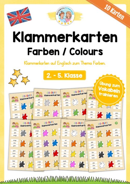 Farben / Colours: Klammerkarten auf Englisch (10 Seiten)