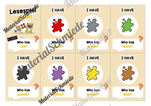 Farben / Colours: Lesespiel auf Englisch (Arbeitsblatt 01)