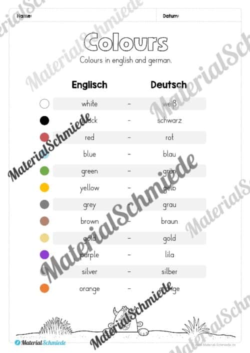 Thema Farben im Englischunterricht (Vorschau 02)