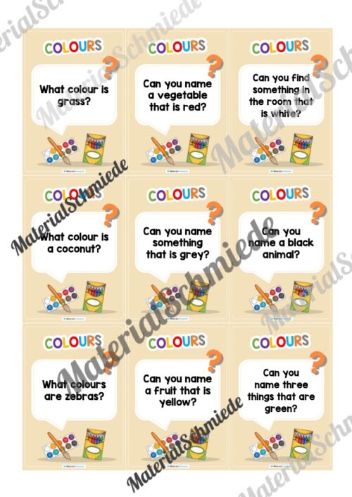 Farben / Colours: Plauderkarten auf Englisch (36 Stück) - Arbeitsblatt 03