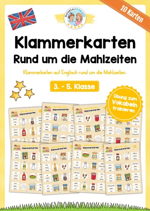 Rund um die Mahlzeiten / Arround Meals: Klammerkarten auf Englisch (10 Seiten)