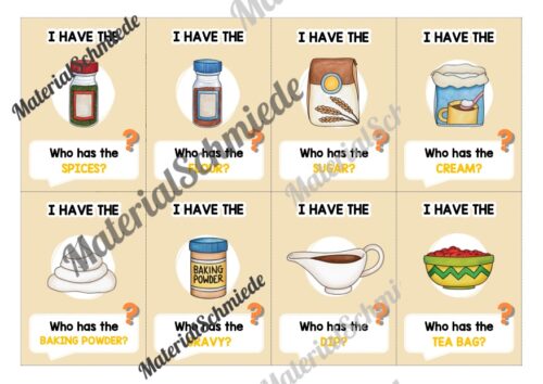 Rund um die Mahlzeiten: Lesespiel auf Englisch (Arbeitsblatt 02)