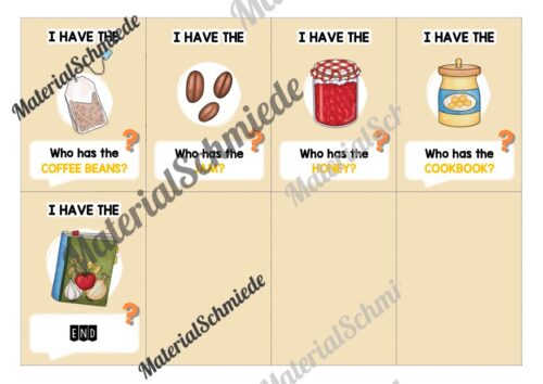 Rund um die Mahlzeiten: Lesespiel auf Englisch (Arbeitsblatt 03)