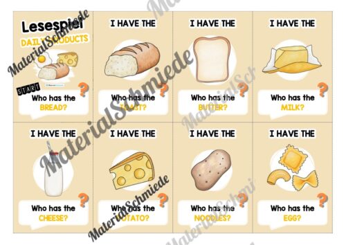 Tägliche Produkte / Daily Products: Lesespiel auf Englisch (Arbeitsblatt 01)