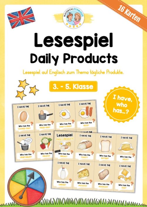 Tägliche Produkte / Daily Products: Lesespiel auf Englisch (16 Karten)
