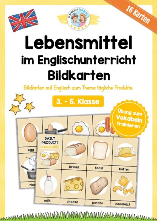 Lebensmittel / Daily Products: Bildkarten auf Englisch (16 Bildkarten)