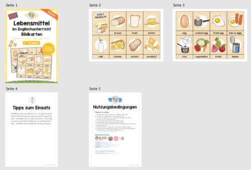 Lebensmittel / Daily Products: Bildkarten auf Englisch (Überblick)