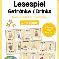 Getränke / Drinks: Lesespiel auf Englisch (16 Karten)