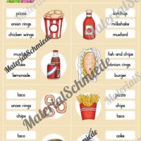 Fast Food: Klammerkarten auf Englisch (Arbeitsblatt 03)