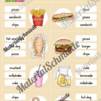 Fast Food: Klammerkarten auf Englisch (Arbeitsblatt 05)