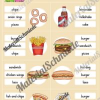 Fast Food: Klammerkarten auf Englisch (Arbeitsblatt 08)