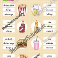 Fast Food: Klammerkarten auf Englisch (Arbeitsblatt 09)