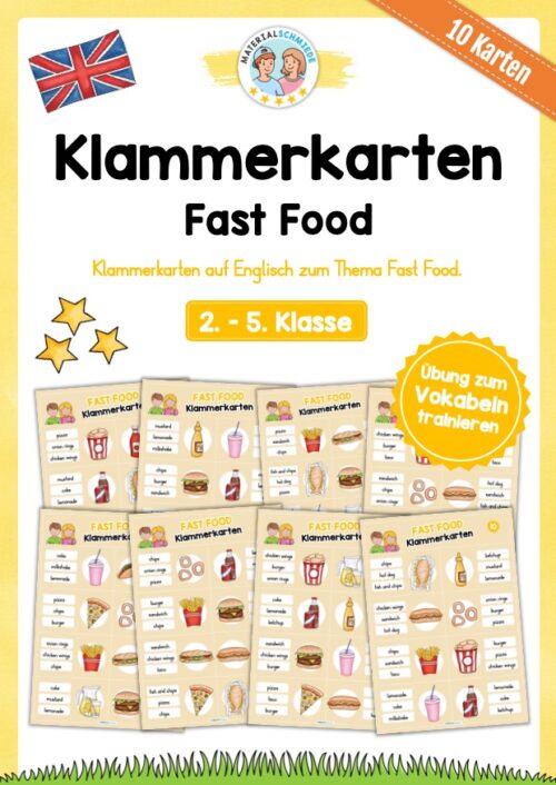 Fast Food: Klammerkarten auf Englisch (10 Seiten)