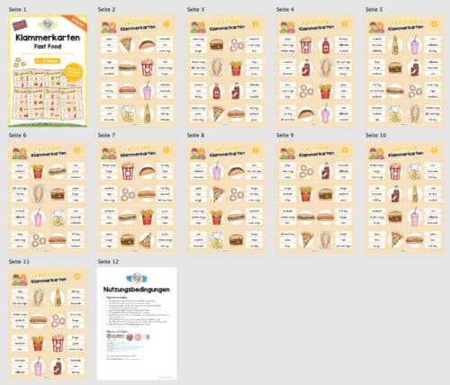 Fast Food: Klammerkarten auf Englisch (Überblick)