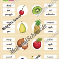 Obst / Fruits: Klammerkarten auf Englisch (Arbeitsblatt 04)