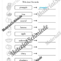 Materialpaket Obst / Fruits (Arbeitsblatt 05)