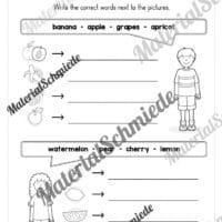 Materialpaket Obst / Fruits (Arbeitsblatt 06)