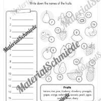 Materialpaket Obst / Fruits (Arbeitsblatt 14)