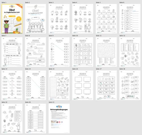 Materialpaket Obst / Fruits (Überblick)
