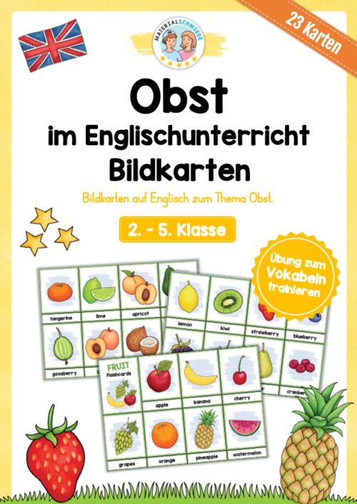 Obst / Fruits: Bildkarten auf Englisch (23 Karten)