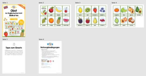 Obst / Fruits: Bildkarten auf Englisch (Überblick)