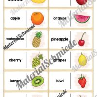 Obst / Fruits: Domino auf Englisch (23 Karten) - Arbeitsblatt 01