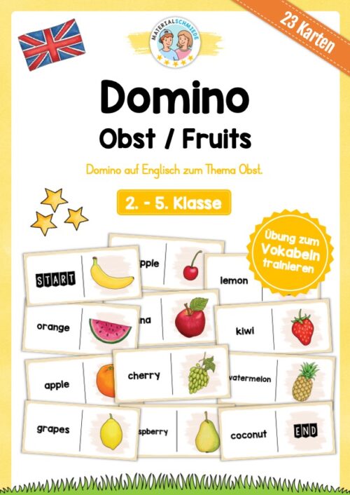 Obst / Fruits: Domino auf Englisch (23 Karten)
