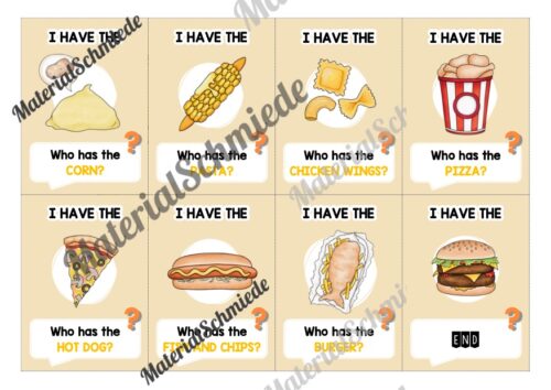 Gerichte / Meals: Lesespiel auf Englisch (Arbeitsblatt 02)