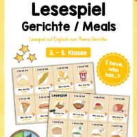 Gerichte / Meals: Lesespiel auf Englisch (16 Karten)