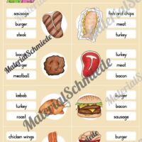Fleisch / Meat: Klammerkarten auf Englisch (Arbeitsblatt 05)
