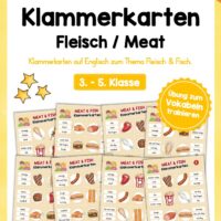 Fleisch / Meat: Klammerkarten auf Englisch (10 Stück)