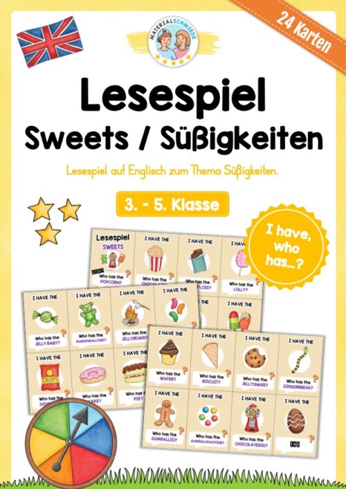 Süßigkeiten / Sweets: Lesespiel auf Englisch (24 Karten)
