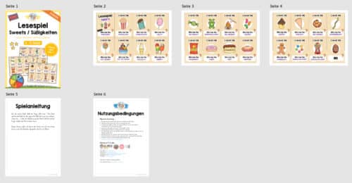 Süßigkeiten / Sweets: Lesespiel auf Englisch (Überblick)